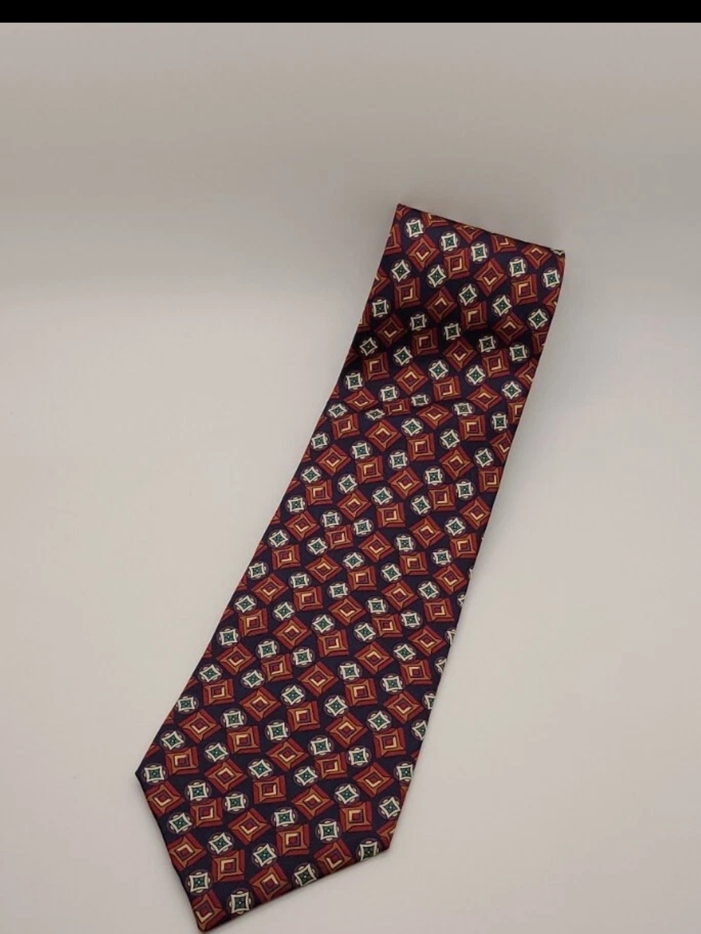 Christian Dior Monsieur Neck Tie Red Geometric Silk Designer Made in USA - Picture 5 of 5